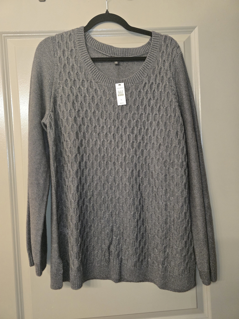 Talbots Gray Cable Knit Scoop Neck Sweater